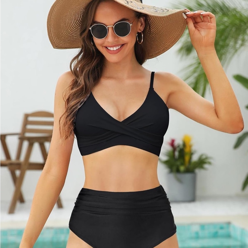 Women's High Waisted Bikini Sets Push Up Twist Front Spaghetti Straps  NWT